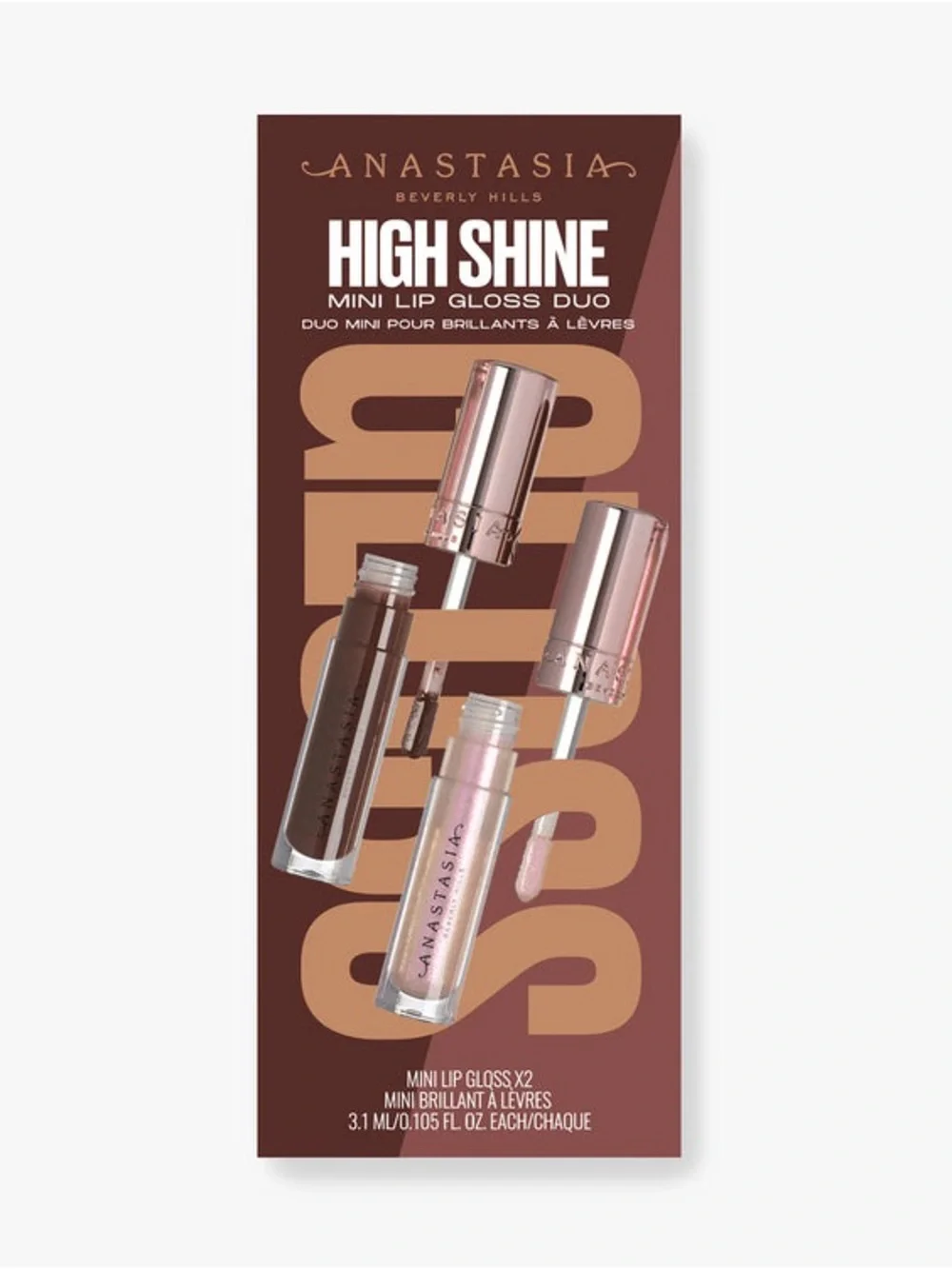 Anastasia Beverly Hills HIGH SHINE MINI LIP GLOSS DUO in AURA+MOLTEN NIB!